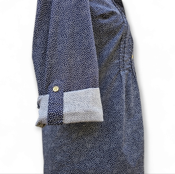 Charter Club Navy Blue & White Polka Dot Long Sleeve Shirt With Gold Buttons. - Picture 5 of 9